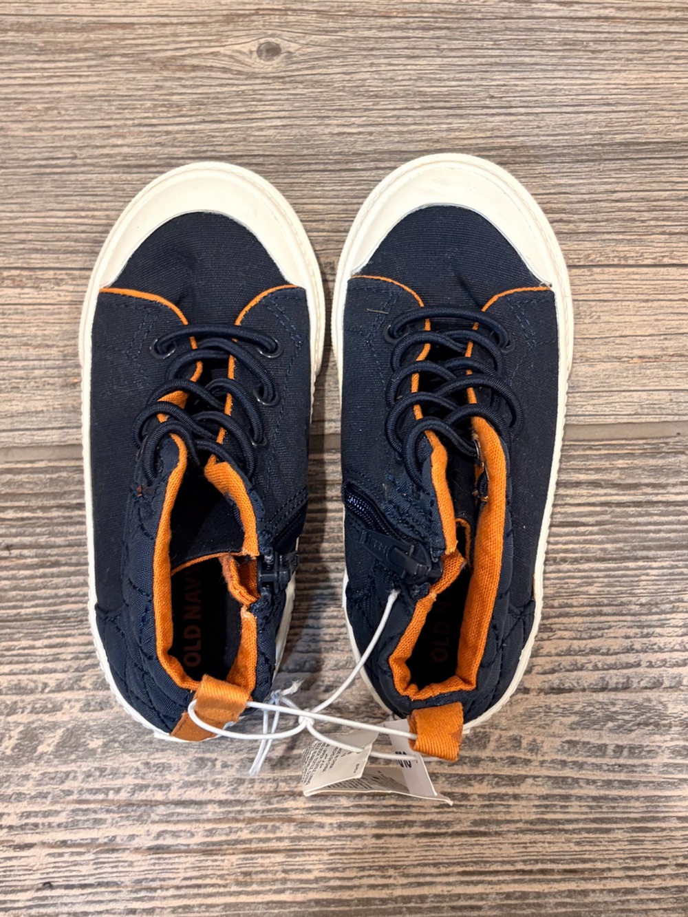 NEW!! Old Navy Navy and Orange Kids High-Top Sneakers